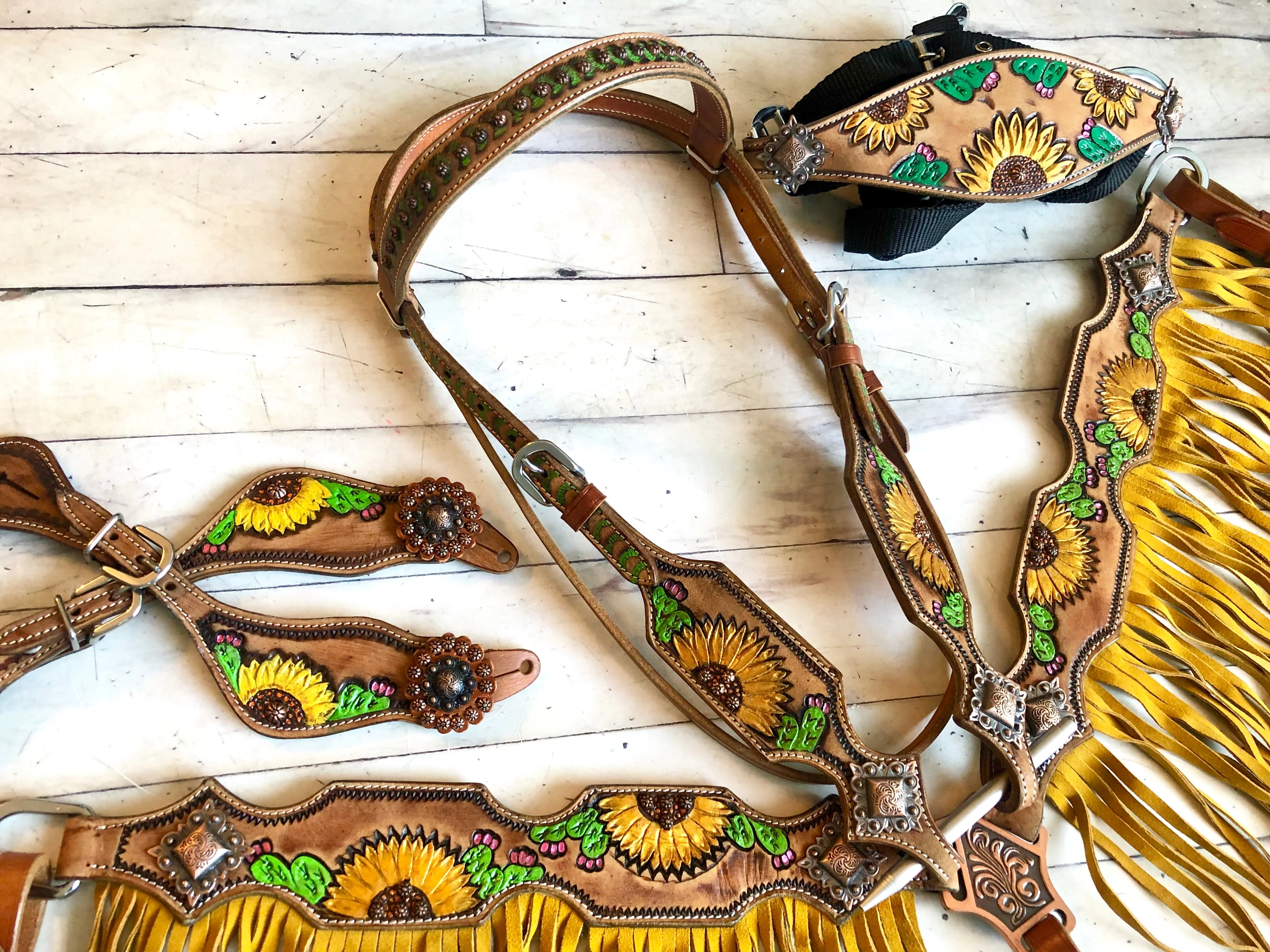 Sunflower Cactus Floral Spur Straps