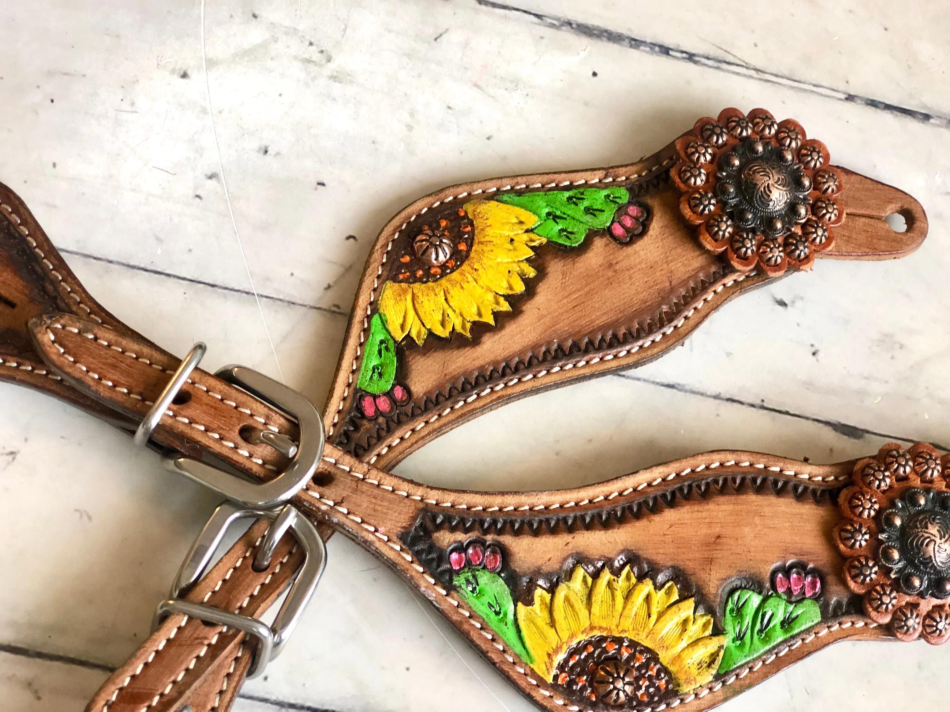 Sunflower Cactus Floral Spur Straps