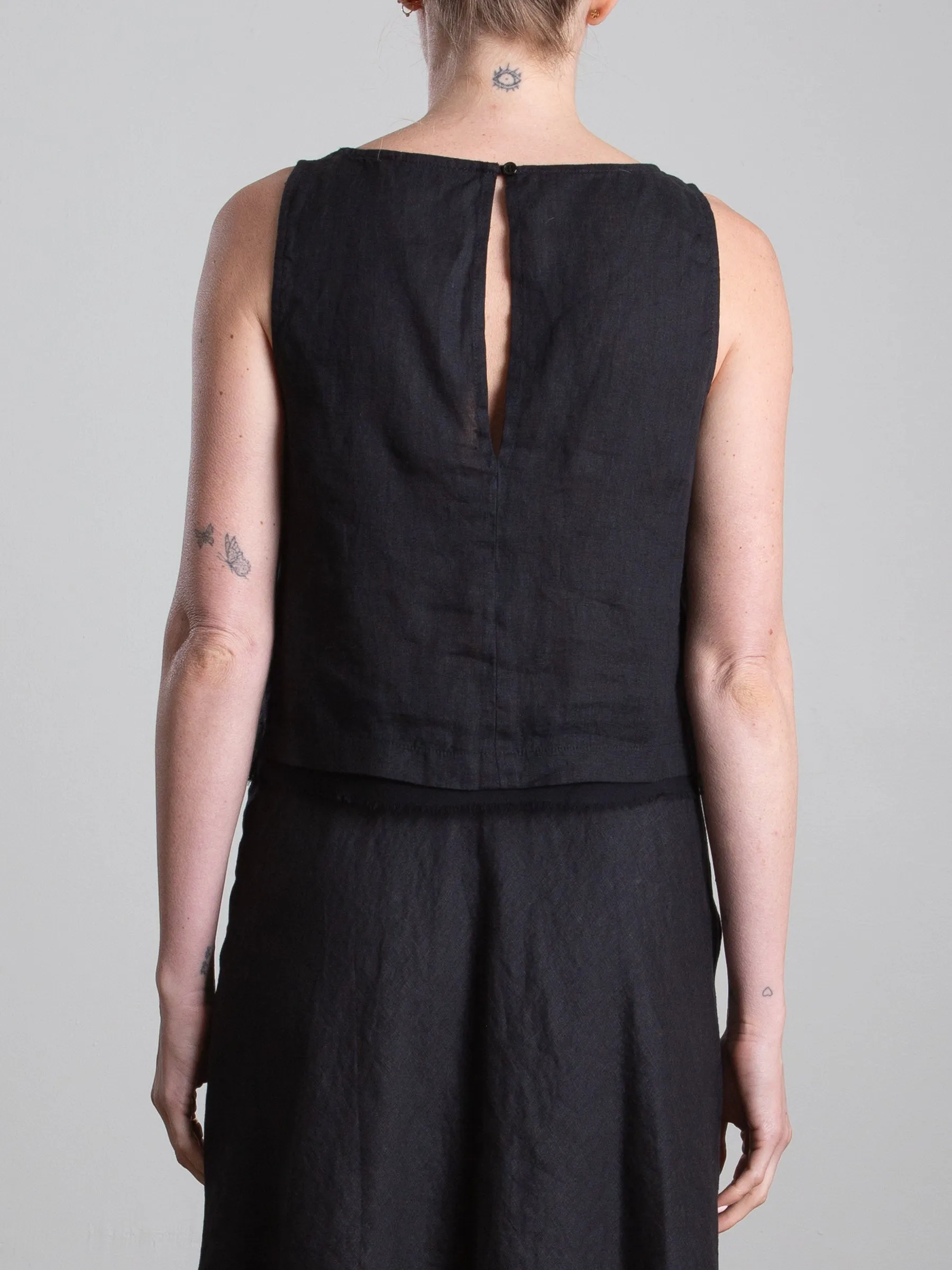Sylvie Tank in French Linen - Black