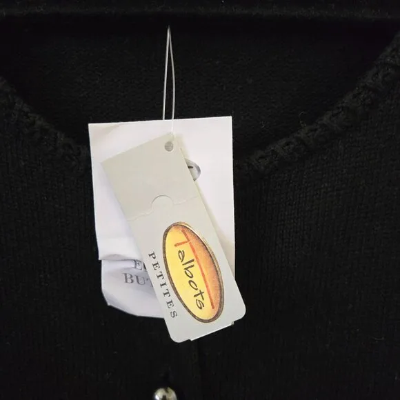 Talbots NWT Silk Cashmere Gunmetal Button Crewneck Cardigan Sweater Size XL
