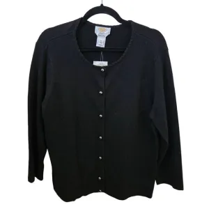Talbots NWT Silk Cashmere Gunmetal Button Crewneck Cardigan Sweater Size XL