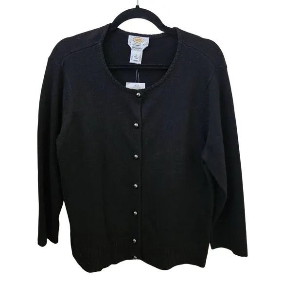 Talbots NWT Silk Cashmere Gunmetal Button Crewneck Cardigan Sweater Size XL