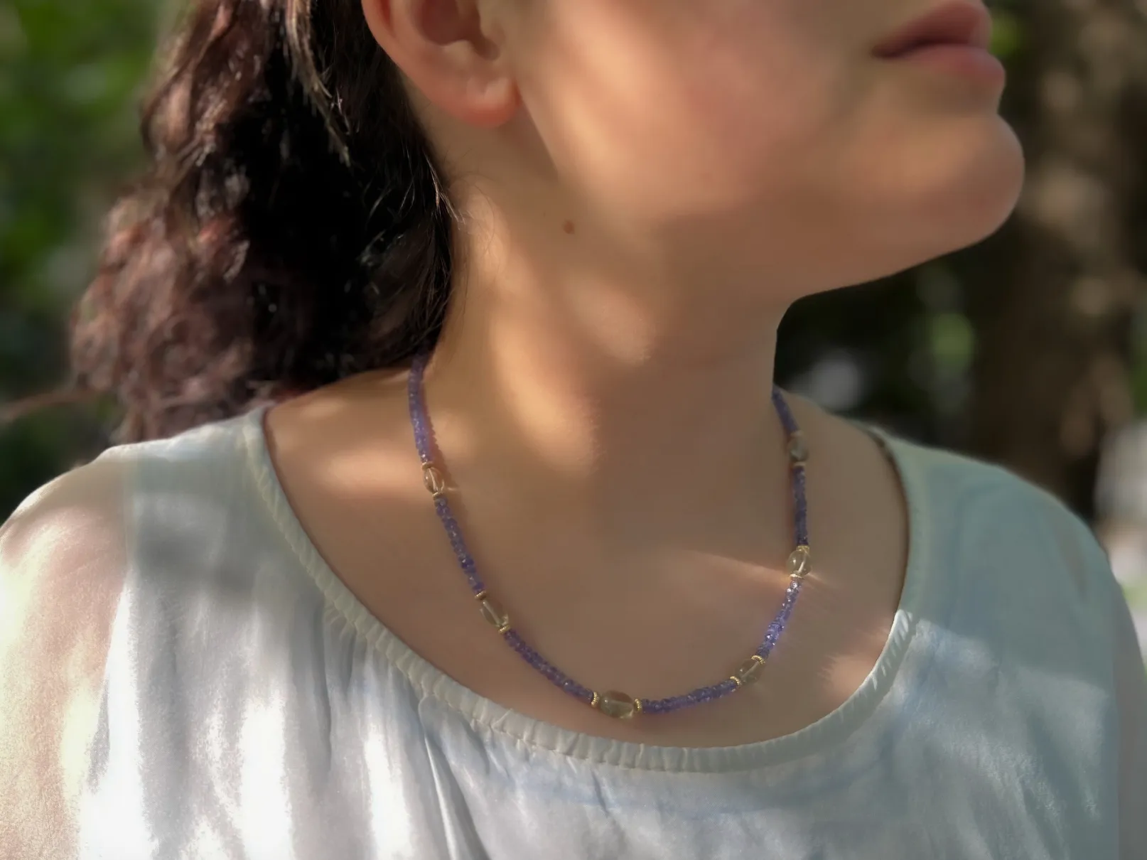 Tanzanite Necklace with Prasolite Accents