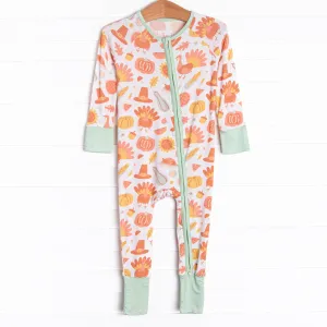 Thanksgiving Favorites Bamboo Zippy Pajama, Mint