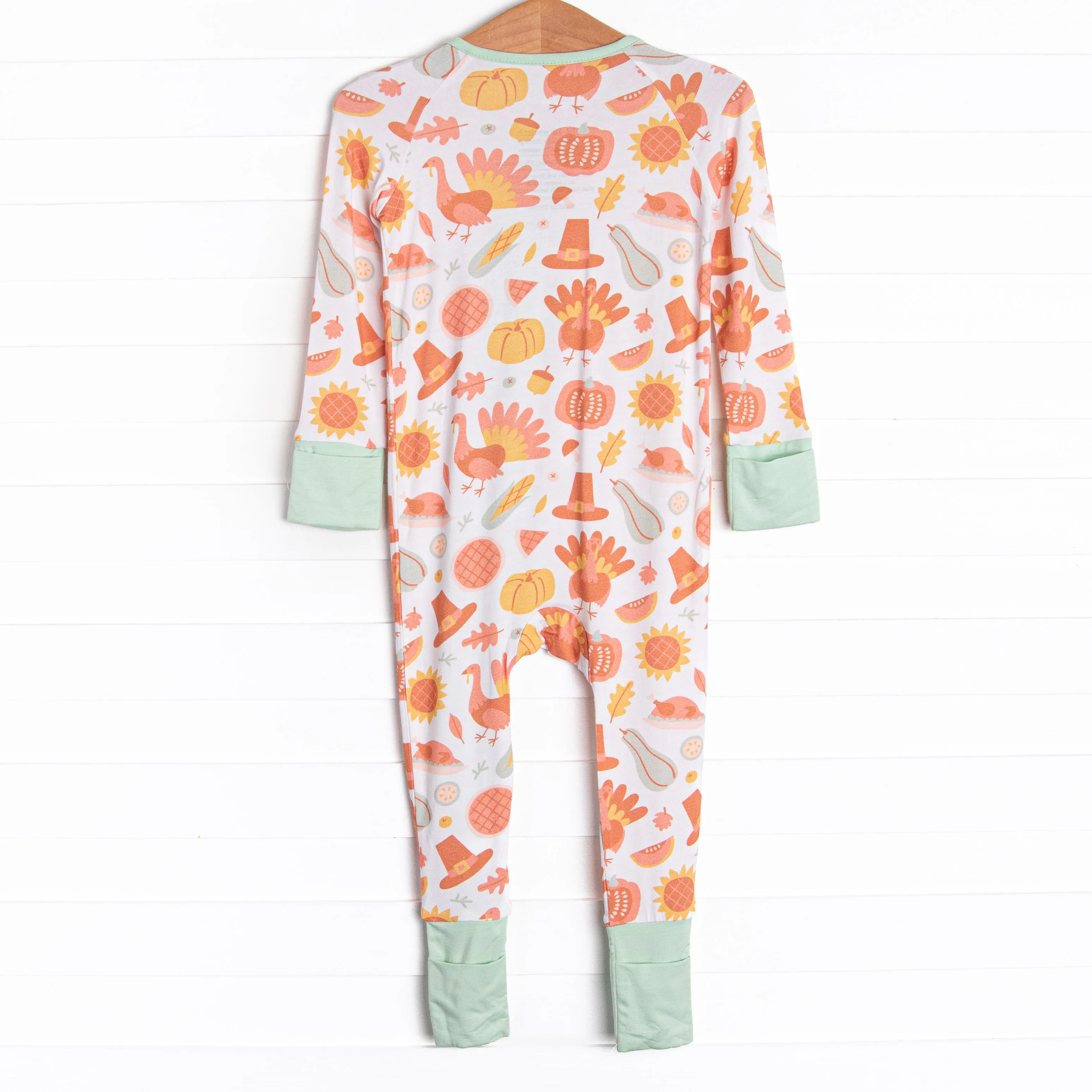 Thanksgiving Favorites Bamboo Zippy Pajama, Mint