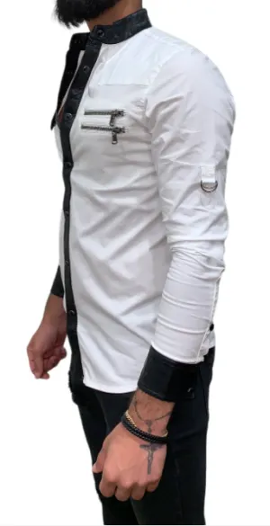 'The Edge' Leather and Zip trims Shirt