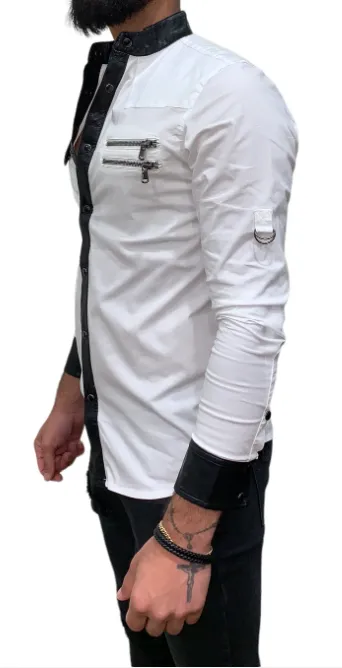 'The Edge' Leather and Zip trims Shirt