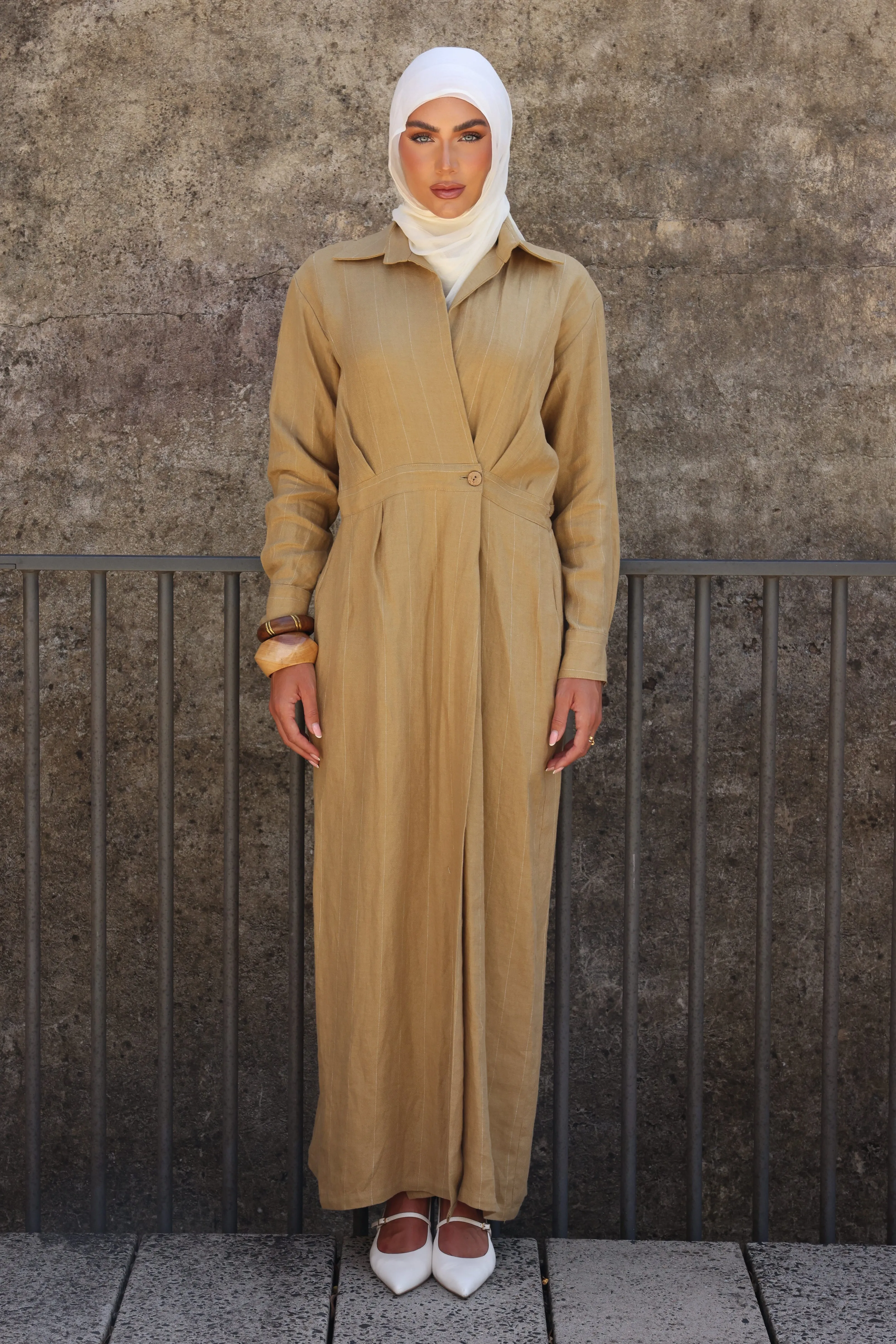 The Sofra Dress Mustard Stripe