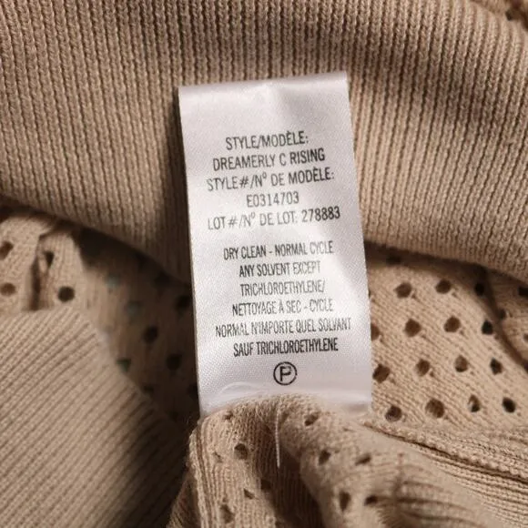 Theory Dreamerly Open Knit Mesh Cotton and Silk Blend Tan Sweater Top Size M