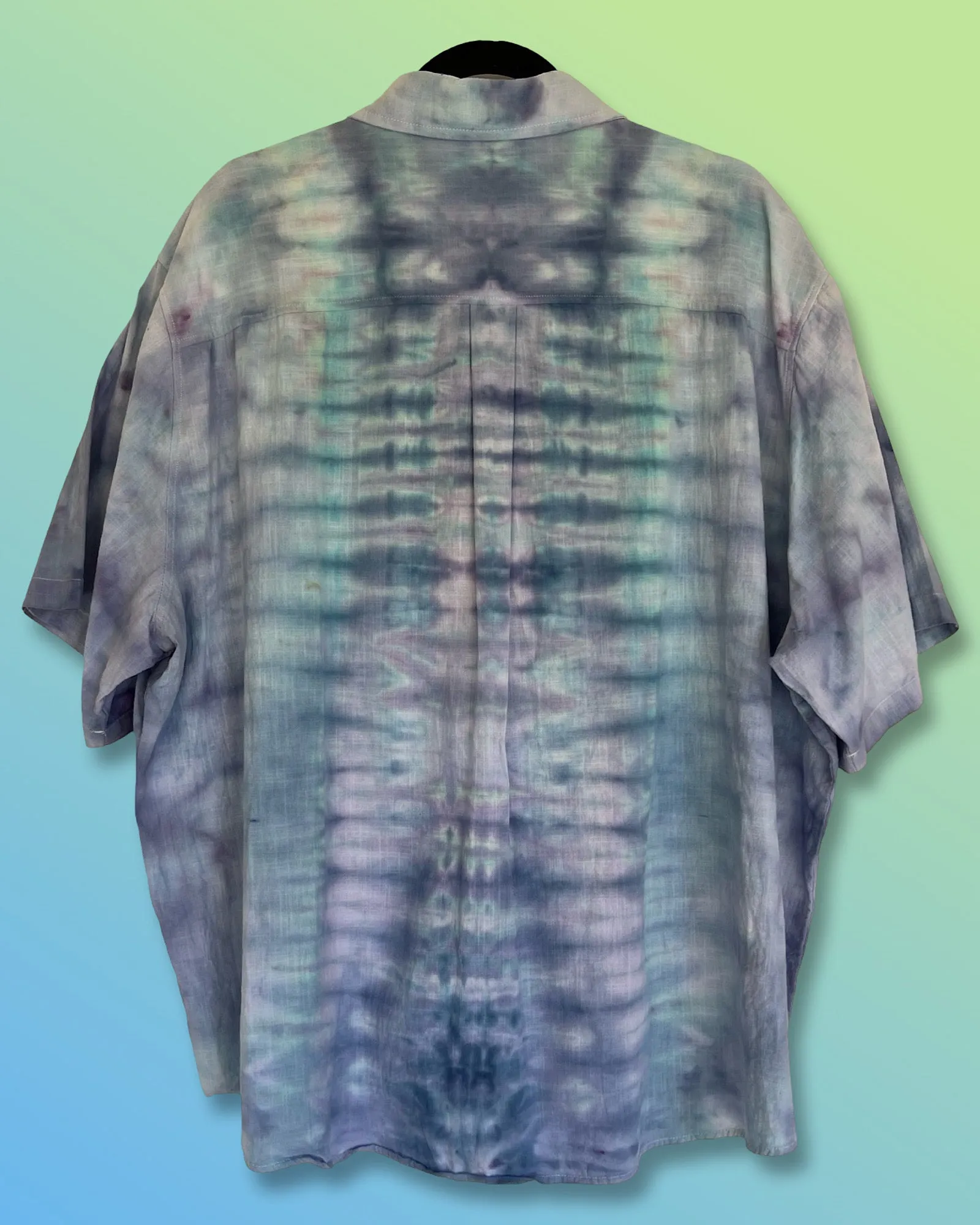 Tie Dye Short Sleeve Men's Button Down Shirt - Linen Guayabera - 3XL