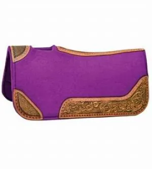TK31-2550-30x30-Purple Saddle Pad Barrel Leather/Buckstitch 30x30