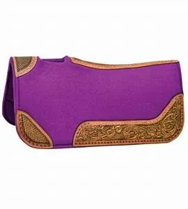 TK31-2550-30x30-Purple Saddle Pad Barrel Leather/Buckstitch 30x30