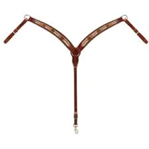 TK45103-01-30 Breastcollar Turquoise Cross Coco Feather Contoured