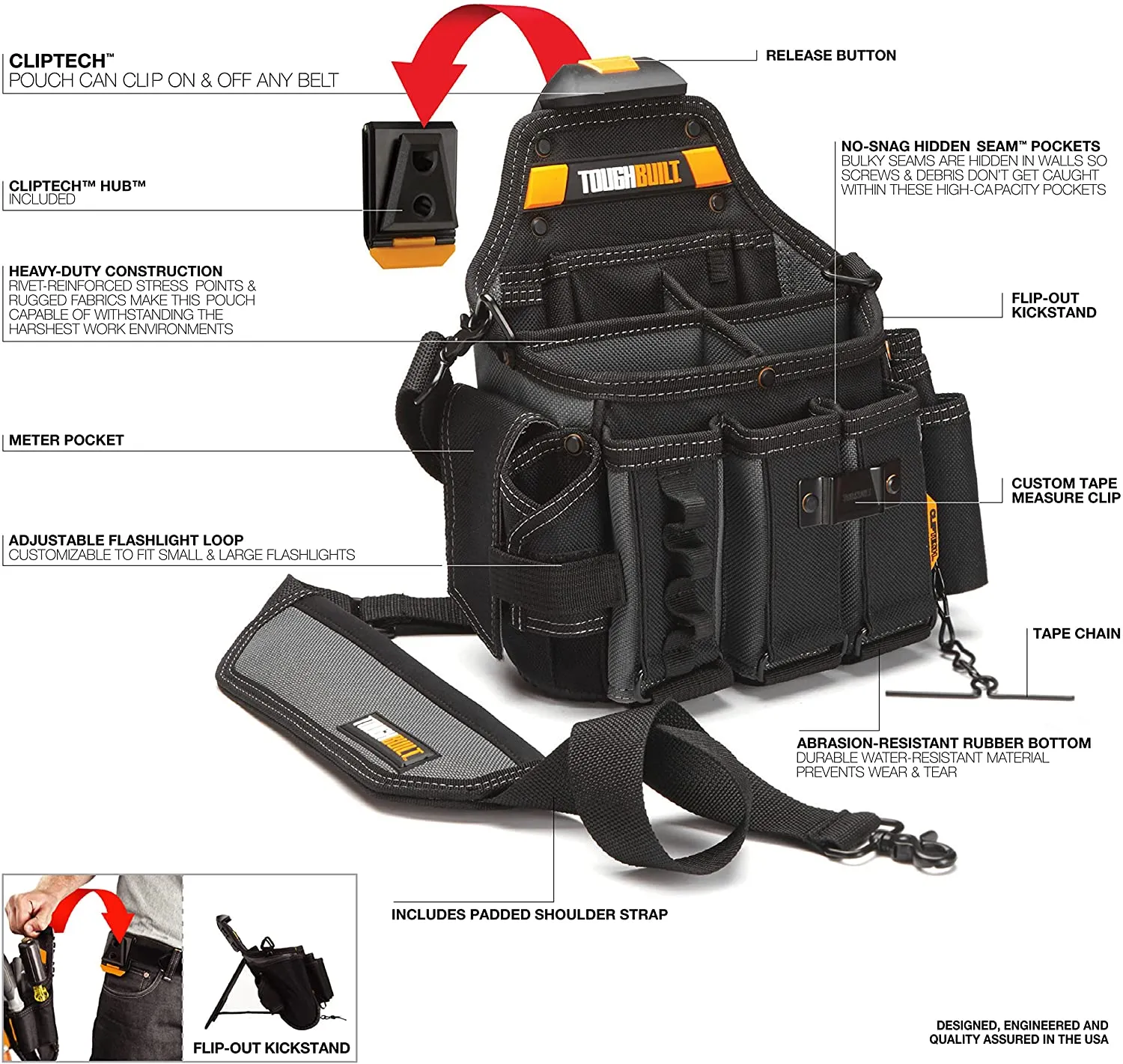 Toughbuilt Master Electrician's Pouch   Shoulder Strap TB-CT-104