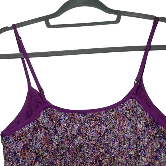 Trina Turk Serpentine Lace Fortuna Crochet Purple Silk Lined Dress