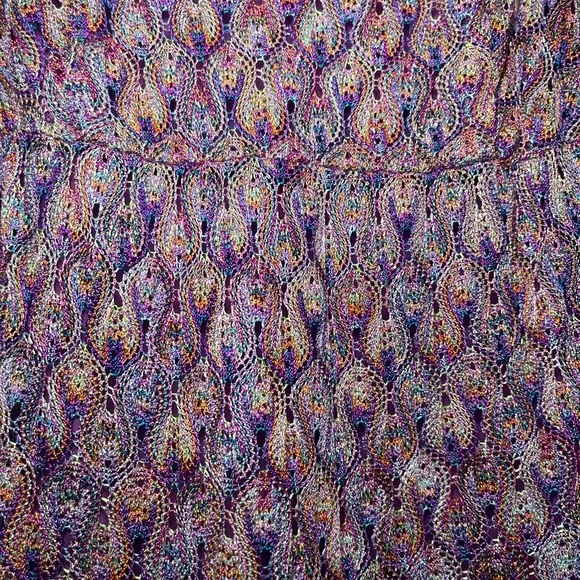 Trina Turk Serpentine Lace Fortuna Crochet Purple Silk Lined Dress
