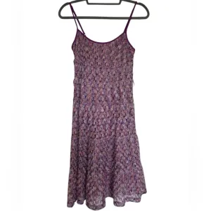 Trina Turk Serpentine Lace Fortuna Crochet Purple Silk Lined Dress