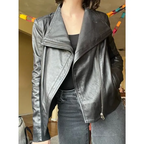 Trouvé Black Leather Jacket Size Small