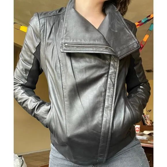 Trouvé Black Leather Jacket Size Small