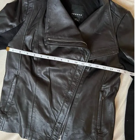 Trouvé Black Leather Jacket Size Small