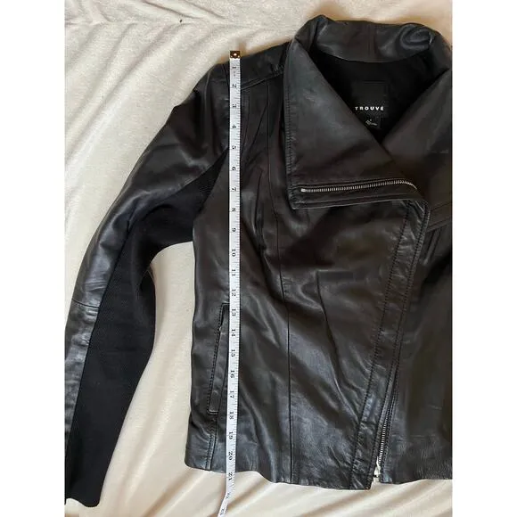 Trouvé Black Leather Jacket Size Small