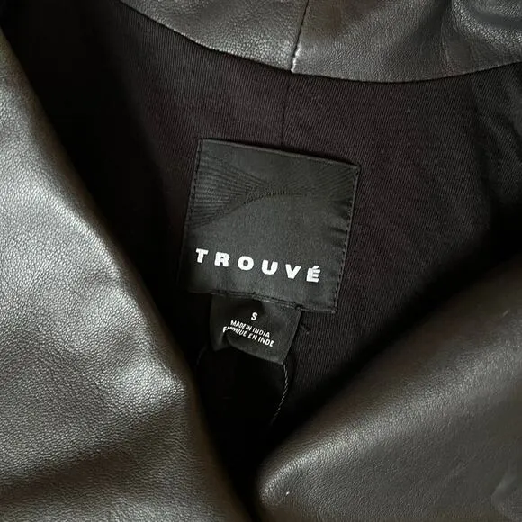Trouvé Black Leather Jacket Size Small