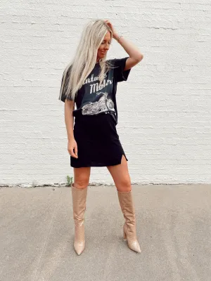 Tyra Mini Skirt ~ Black Linen