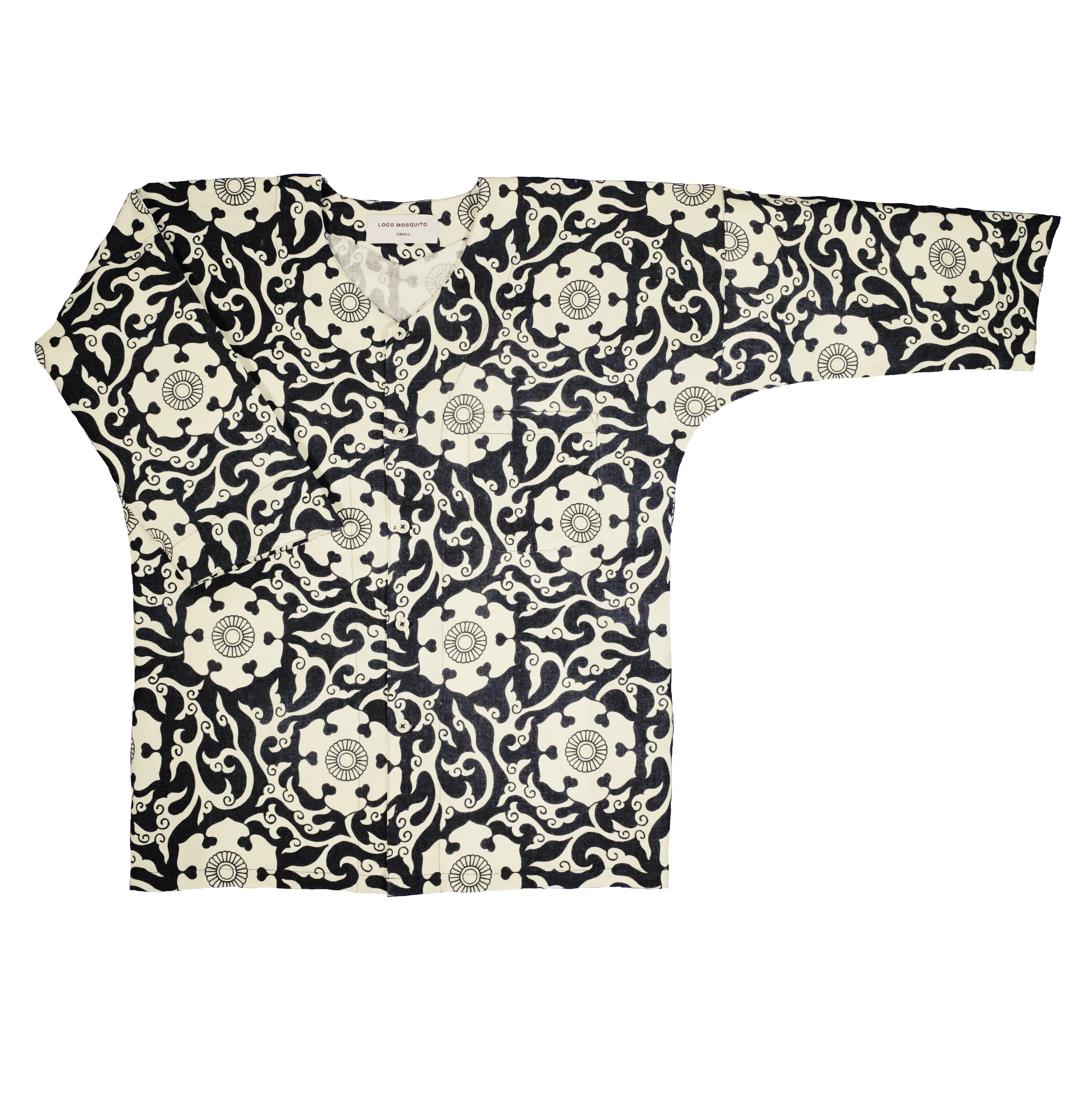 [UNISEX] SCROW ART X LOCO MOSQUITO JINJYA TRIBAL BLACK / IVORY SHIRT