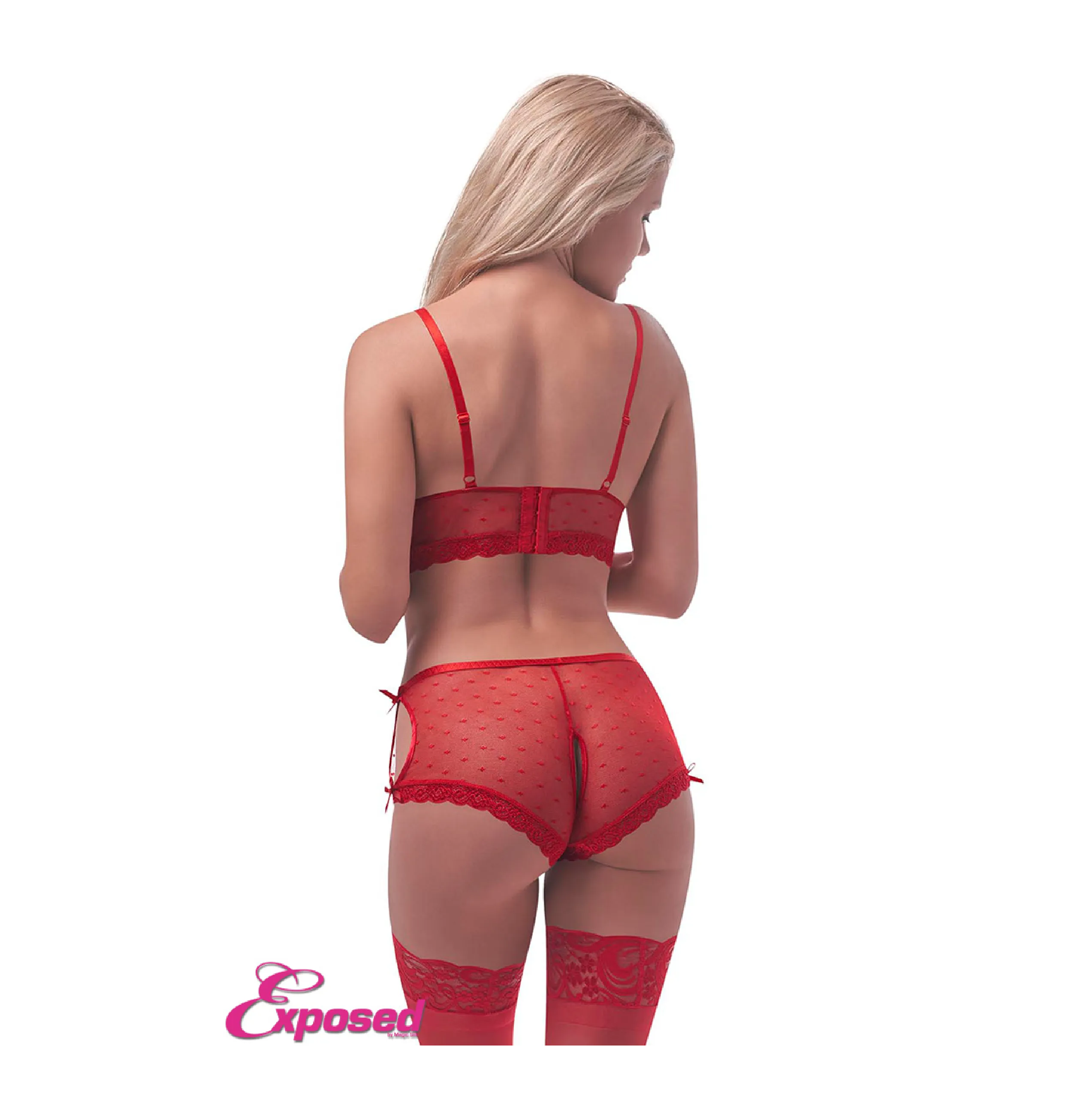 Unwrap Me Split Cup Bra & Split Crotch Short Set Red