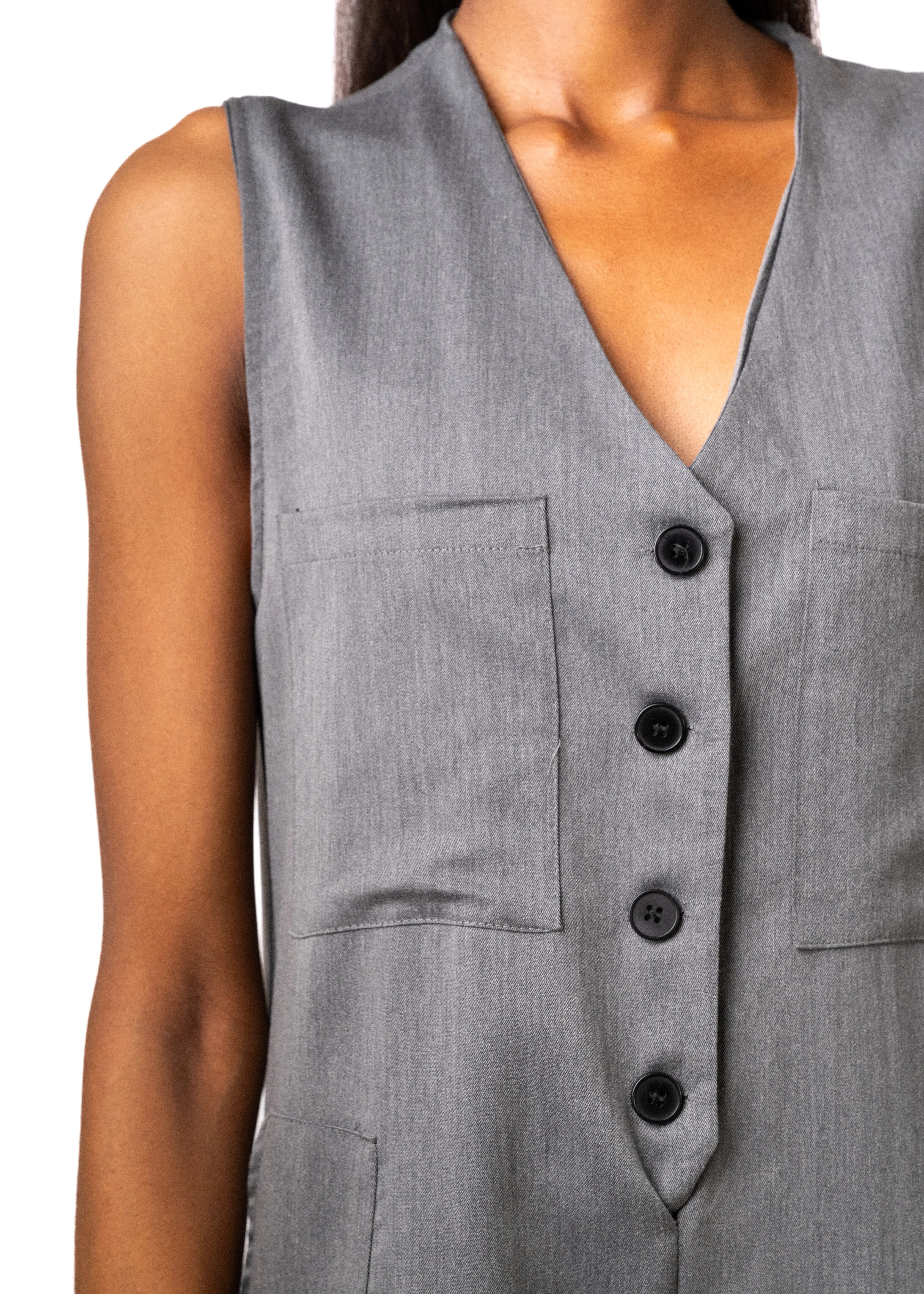 V-Neck Buttoned Romper