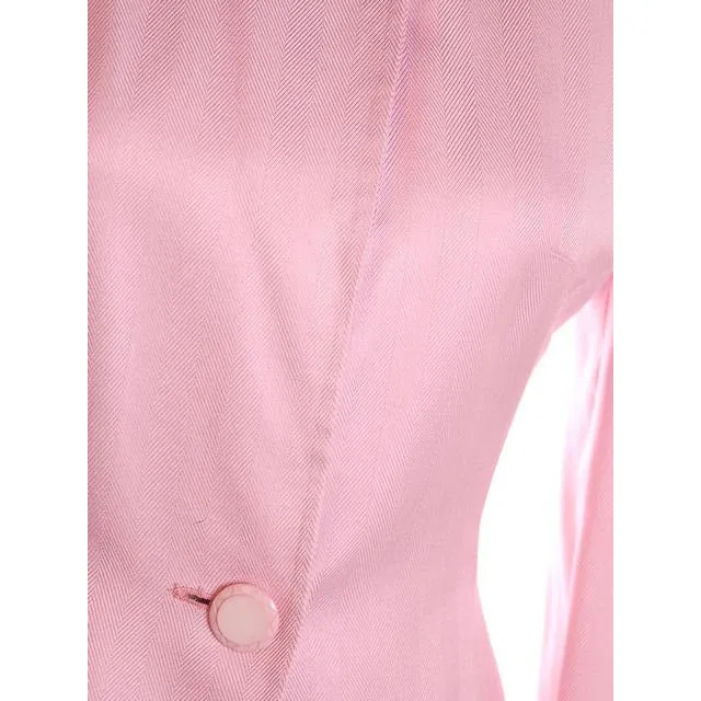 Vintage 1980s Ladies Suit Pink Silk Herbert Grossman Sz 8