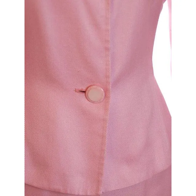Vintage 1980s Ladies Suit Pink Silk Herbert Grossman Sz 8