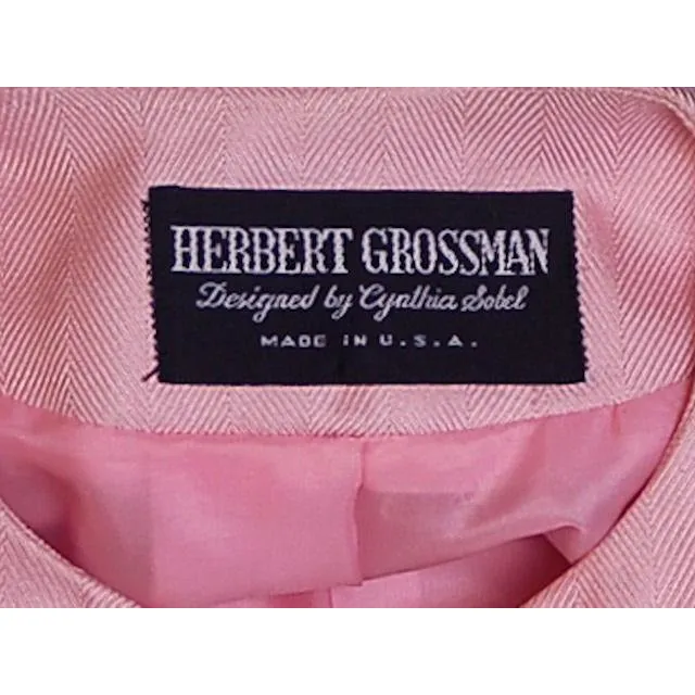 Vintage 1980s Ladies Suit Pink Silk Herbert Grossman Sz 8