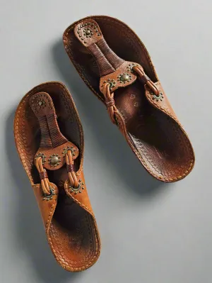Vintage Indian tooled  sandals – Handcrafted size W 10 M 8