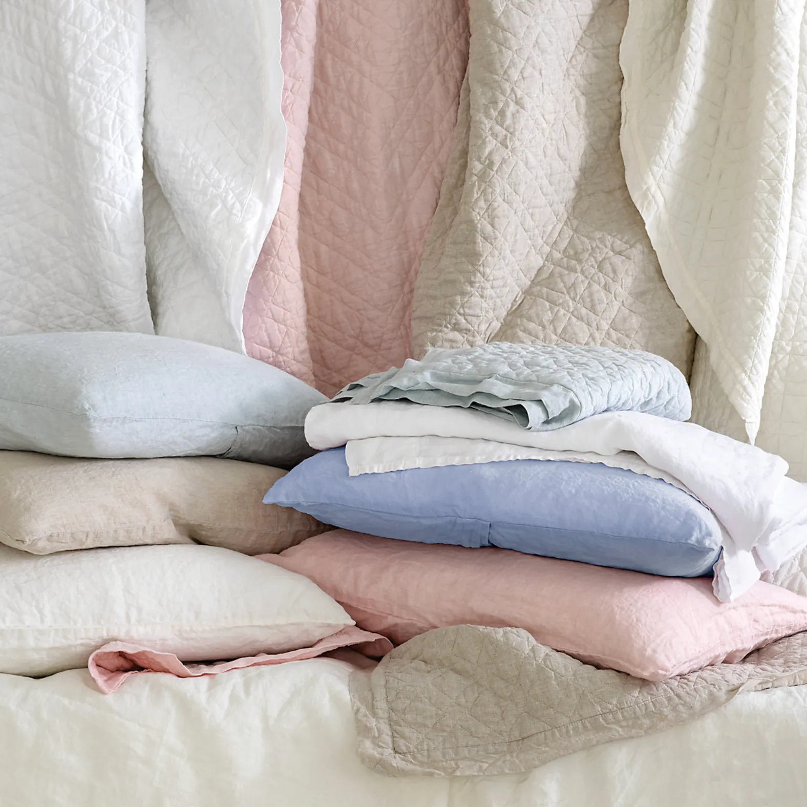 Washed Linen Quilt - Ivory