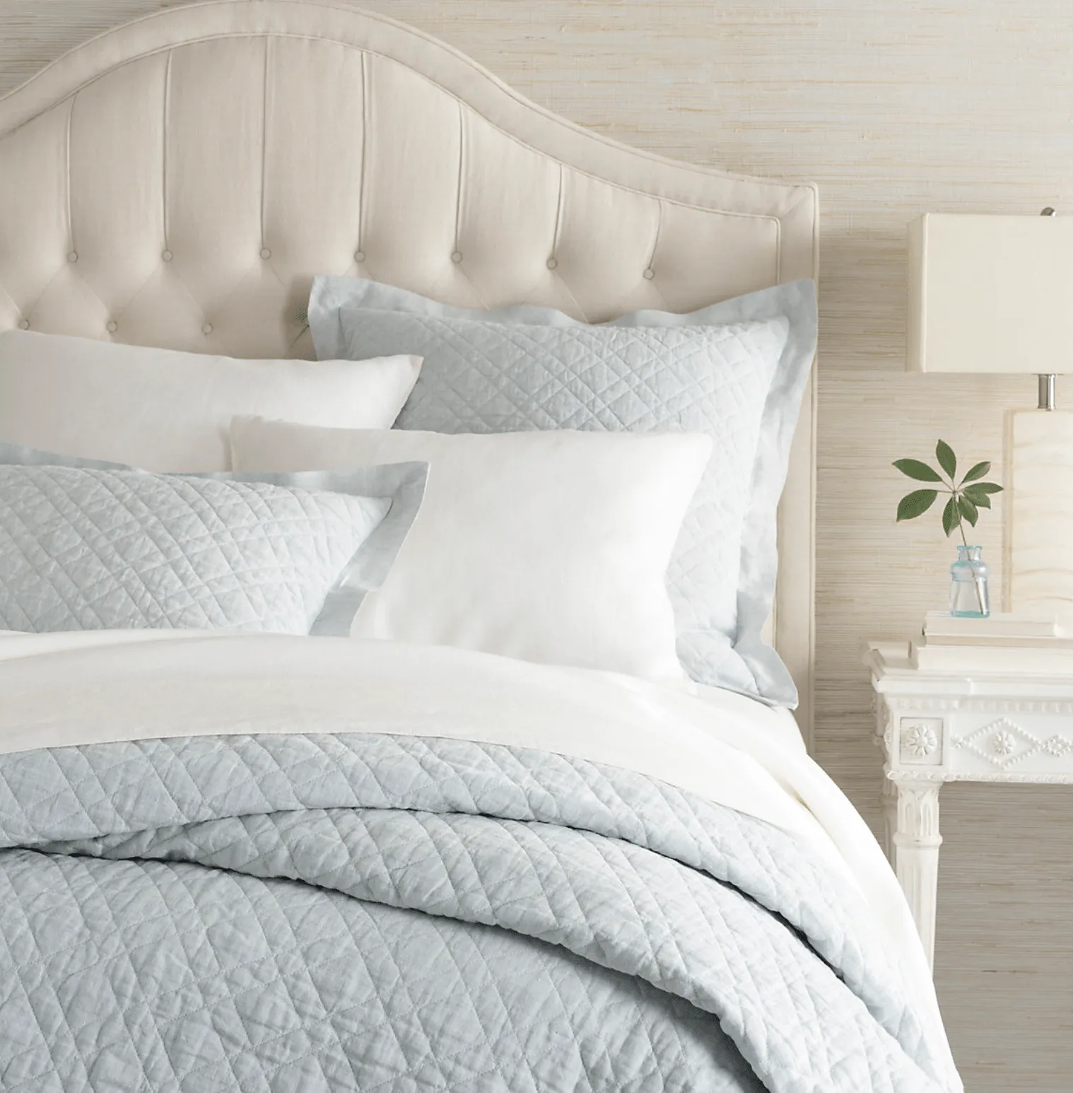 Washed Linen Quilt - Sky