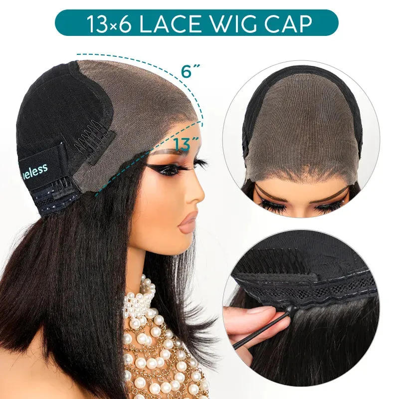 Wear Go Yaki Straight Glueless Bob Wig Pre Cut HD Lace Wig Natural Human Hair Wig
