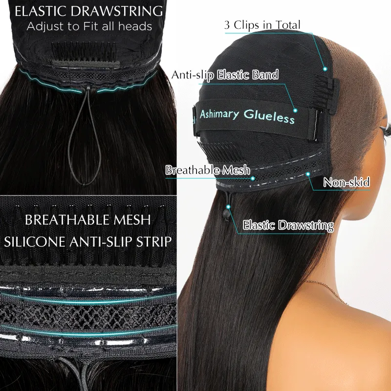 Wear Go Yaki Straight Glueless Bob Wig Pre Cut HD Lace Wig Natural Human Hair Wig