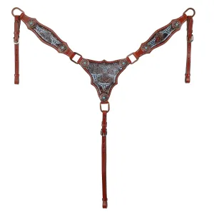 Weathered Steer One Ear Headstall and Breastcollar Set