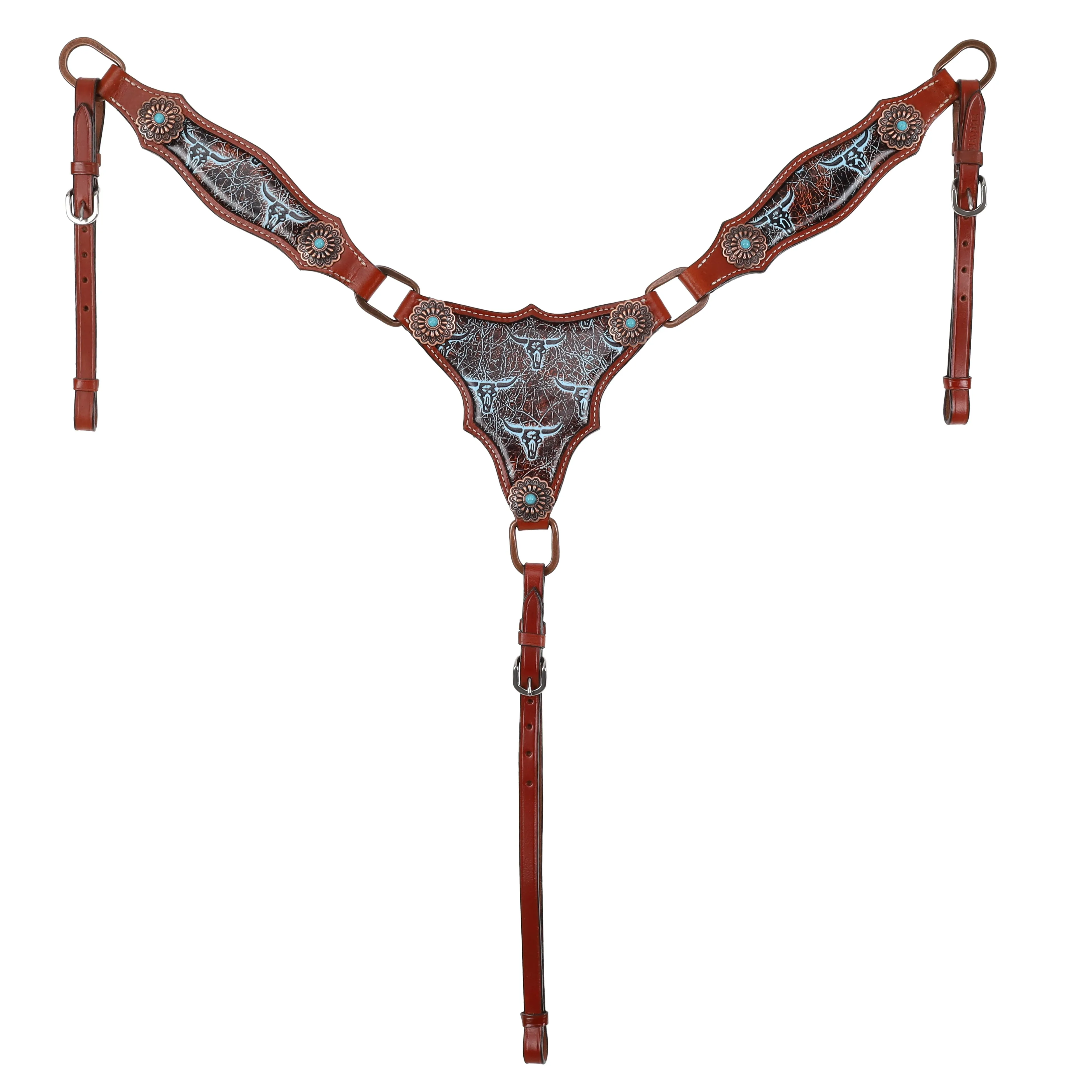Weathered Steer One Ear Headstall and Breastcollar Set