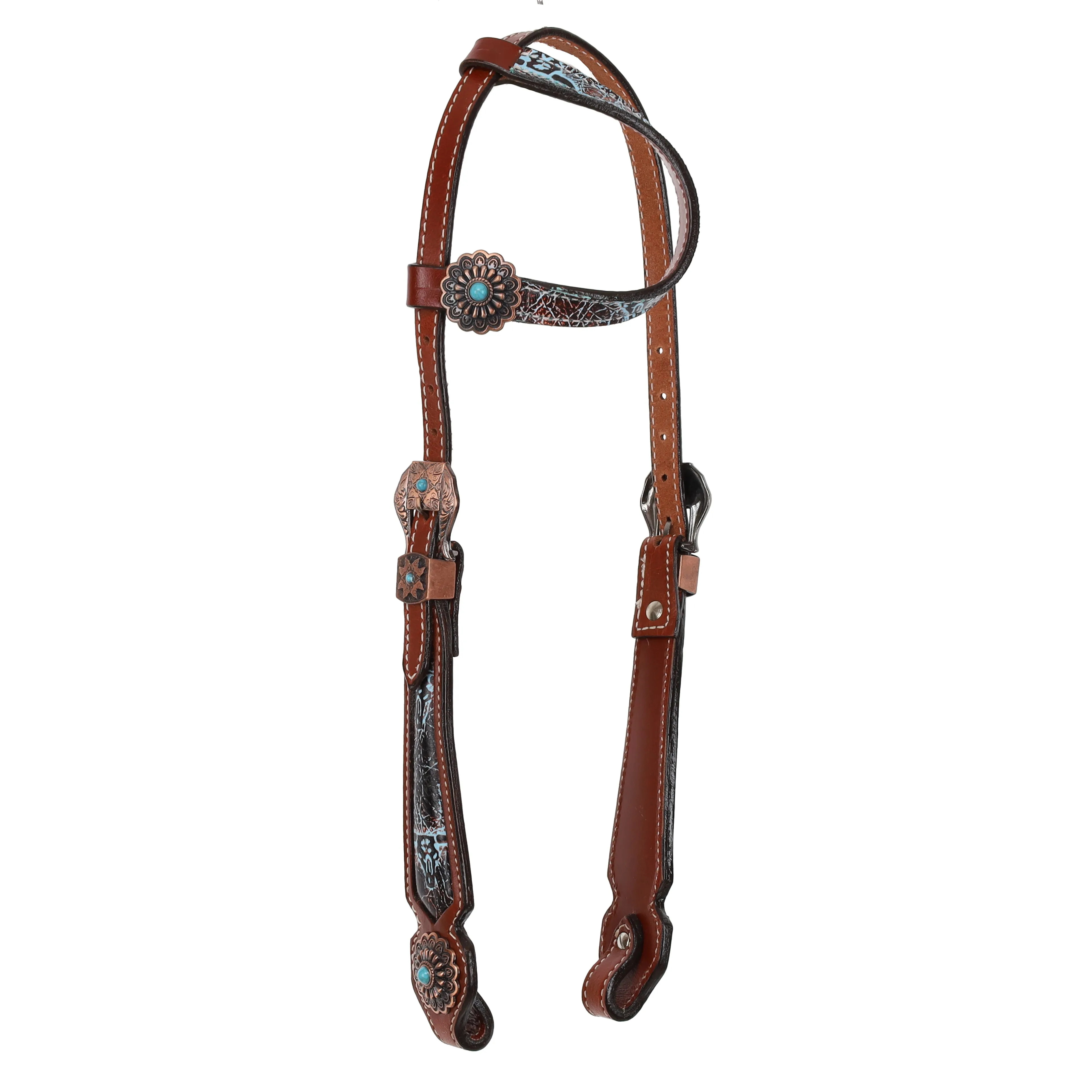 Weathered Steer One Ear Headstall and Breastcollar Set