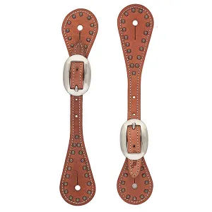 Weaver Leather Youth Harness Leather Spur Straps with Spots, Russet