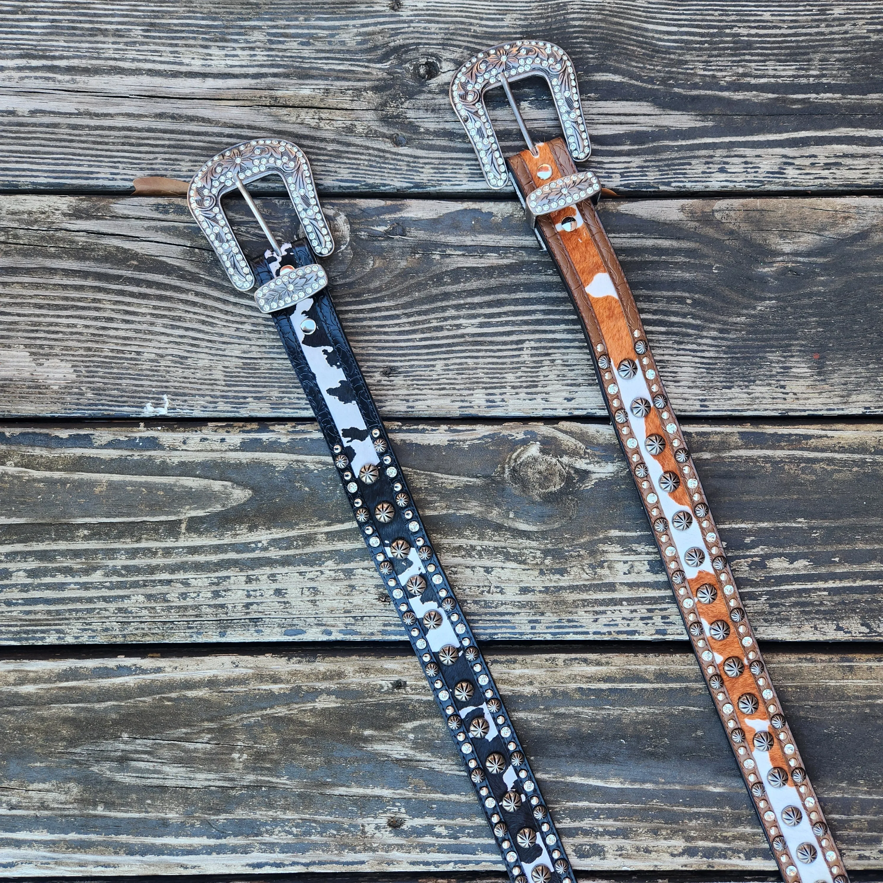 Western Leather Cowhide Belt