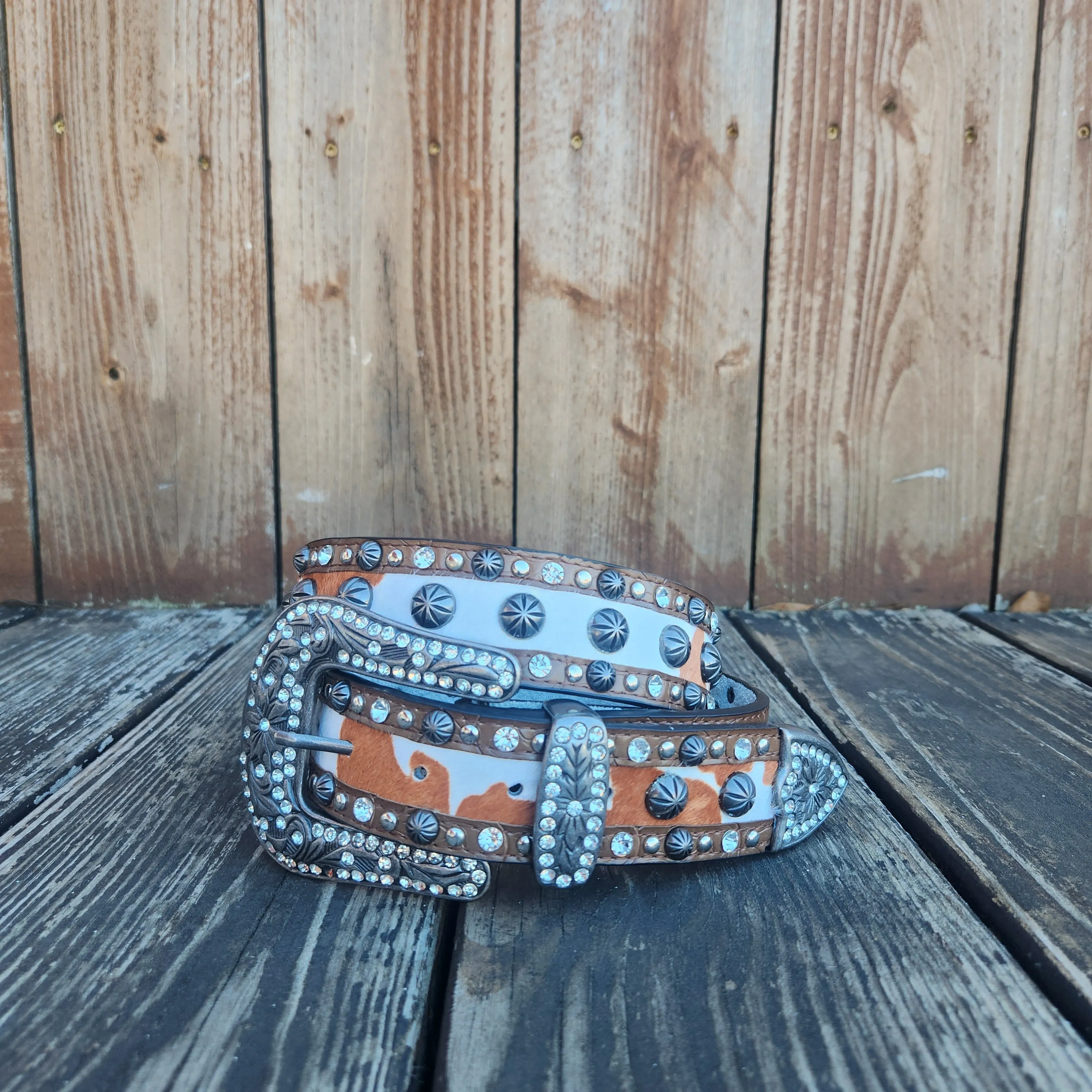 Western Leather Cowhide Belt