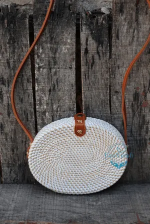 White Oval Shape Sling Bag