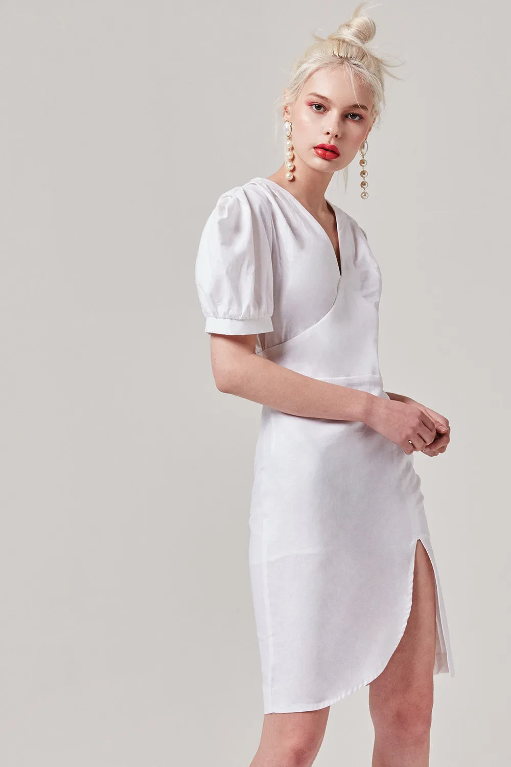 White Side Slit Dress