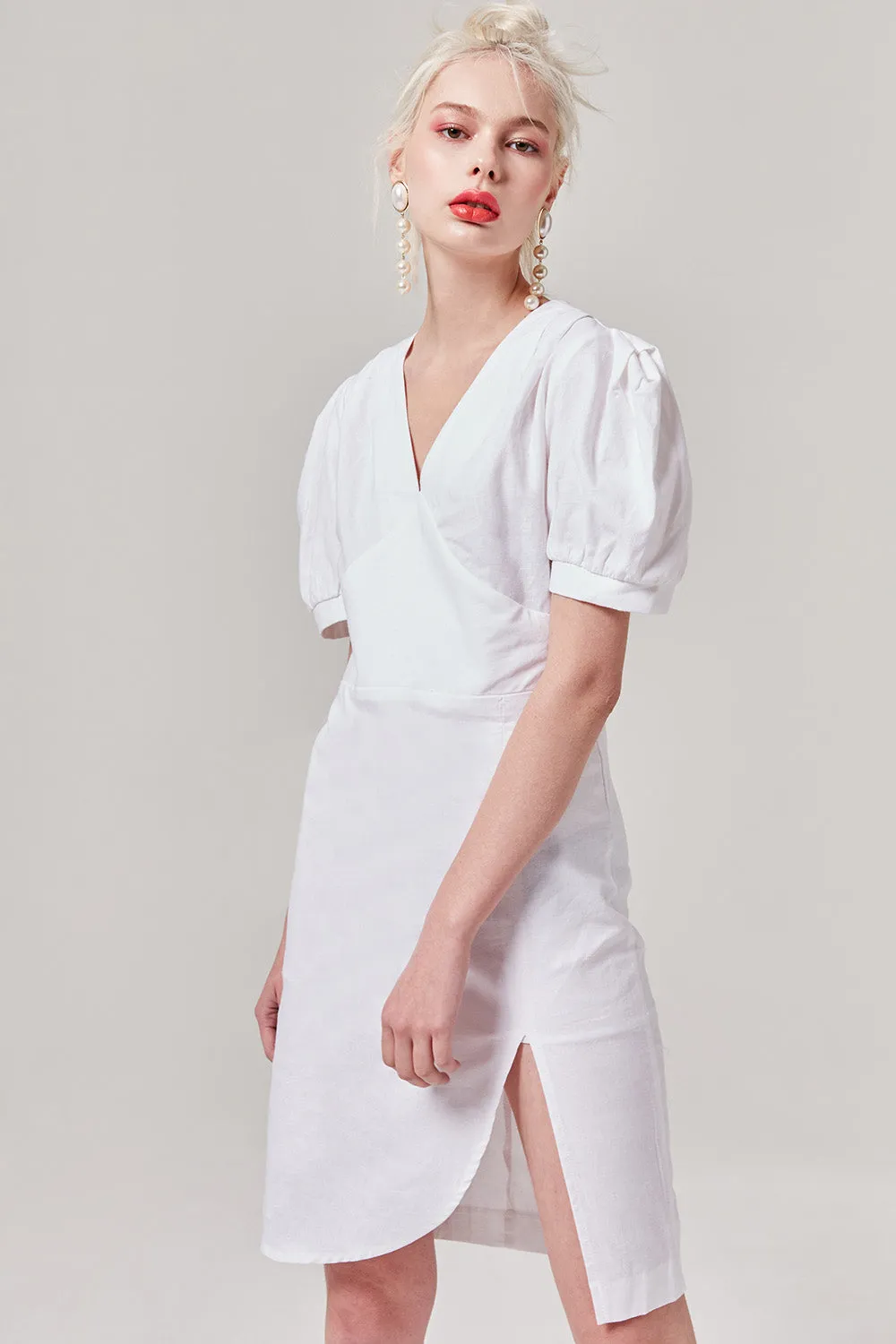 White Side Slit Dress