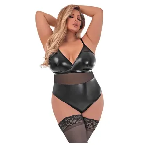 Wicked Ways Crotchless Teddy Black Plus