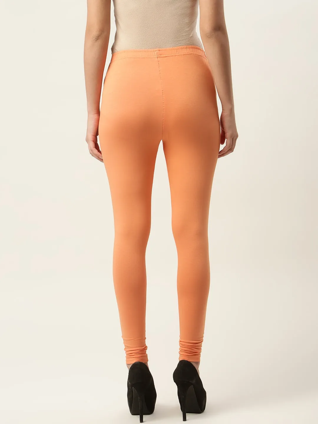 Women Dusty Orange Churidar-Length Leggings