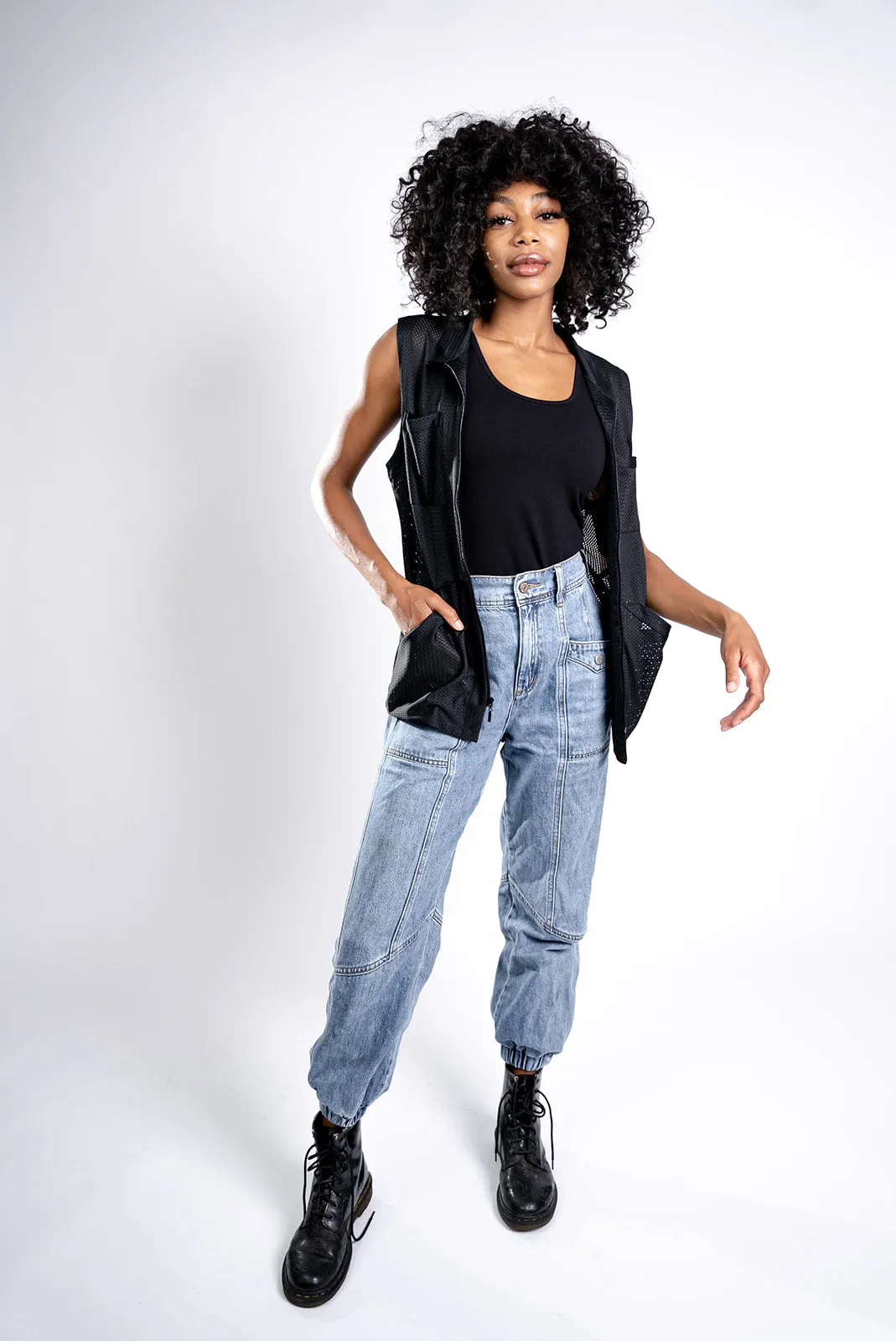 Women's Black Mesh Vest